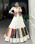 WHITE COLOR PURE RAYON NAVRATRI LEHENGA CHOLI