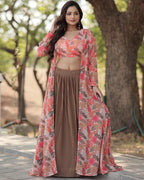BEIGE COLOR FAUX GEORGETTE LEHENGA CHOLI