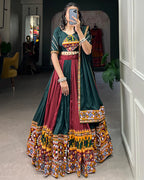 MAROON COLOR RAYON PRINTED NAVRATRI LEHENGA CHOLI