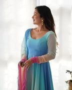 BEAUTIFUL MULTI COLOR FULLY FLAIR GEORGETTE THREE PIECE ANARKALI SUIT