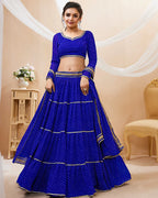 BLUE COLOR GEORGETTE LEHERIYA PRINTED LEHENGA CHOLI