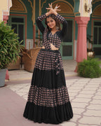 BLACK COLOR RAYON NAVRATRI LEHENGA CHOLI