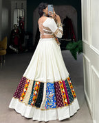 WHITE COLOR PURE RAYON NAVRATRI LEHENGA CHOLI