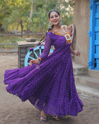 PURPLE COLOR GEORGETTE FULL FLAIR NAVRATRI GOWN