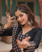 BLACK COLOR RAYON NAVRATRI LEHENGA CHOLI