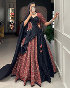 DESIGNER MAROON COLOR COTTON PRINTED LEHENGA CHOLI