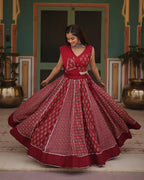MAROON COLOR RAYON KALI PATTERN NAVRATRI LEHENGA CHOLI