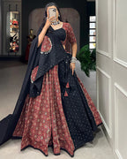 DESIGNER MAROON COLOR COTTON PRINTED LEHENGA CHOLI