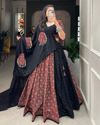 DESIGNER MAROON COLOR COTTON PRINTED LEHENGA CHOLI