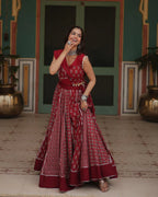 MAROON COLOR RAYON KALI PATTERN NAVRATRI LEHENGA CHOLI