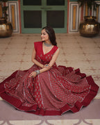 MAROON COLOR RAYON KALI PATTERN NAVRATRI LEHENGA CHOLI