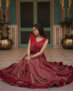 MAROON COLOR RAYON KALI PATTERN NAVRATRI LEHENGA CHOLI