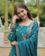 RAMA COLOR CHINNON PRINTED PLAZZO SUIT SET OF 3