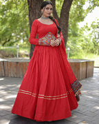 RED COLOR RAYON NAVRATRI LEHENGA CHOLI