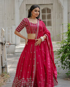 PINK COLOR DESIGNING SEMI STITCHED LEHENGA CHOLI