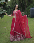 PINK COLOR DESIGNING SEMI STITCHED LEHENGA CHOLI