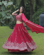 PINK COLOR DESIGNING SEMI STITCHED LEHENGA CHOLI