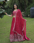PINK COLOR DESIGNING SEMI STITCHED LEHENGA CHOLI