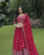 PINK COLOR DESIGNING SEMI STITCHED LEHENGA CHOLI