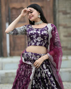 BEAUTIFUL WINE COLOR DESIGNER DYEABLE PURE JACQUARD LEHENGA CHOLI