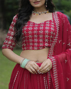 PINK COLOR DESIGNING SEMI STITCHED LEHENGA CHOLI