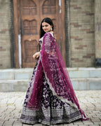 BEAUTIFUL WINE COLOR DESIGNER DYEABLE PURE JACQUARD LEHENGA CHOLI