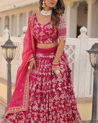 PINK COLOR PURE VISCOSE JACQUARD LEHENGA CHOLI