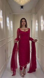 TRENDING FESTIVE SPECIAL EMBROIDERED KURTI, PANT & DUPATTA