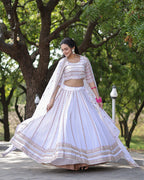 WHITE COLOR SOFT GEORGETTE EMBROIDERY LEHENGA CHOLI
