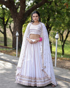 WHITE COLOR SOFT GEORGETTE EMBROIDERY LEHENGA CHOLI