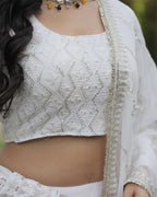 WHITE COLOR SOFT GEORGETTE DESIGNING LEHENGA CHOLI