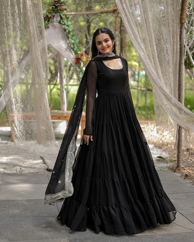 BLACK COLOR DESIGNER EMBROIDERED GOWN WITH DUPATTA