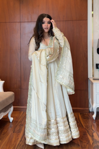 MOST TRENDING OFF WHITE COLOR EMBROIDERY SEQUENCE WORK ANARKALI SUIT