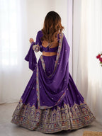 PURPLE COLOR NATURAL CREPE SILK LEHENGA CHOLI