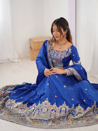 BLUE COLOR NATURAL CREPE SILK LEHENGA CHOLI