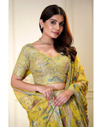 LUMINOUS LIME YELLOW FLORAL PRINTED EMBELLISHED LEHENGA CHOLI