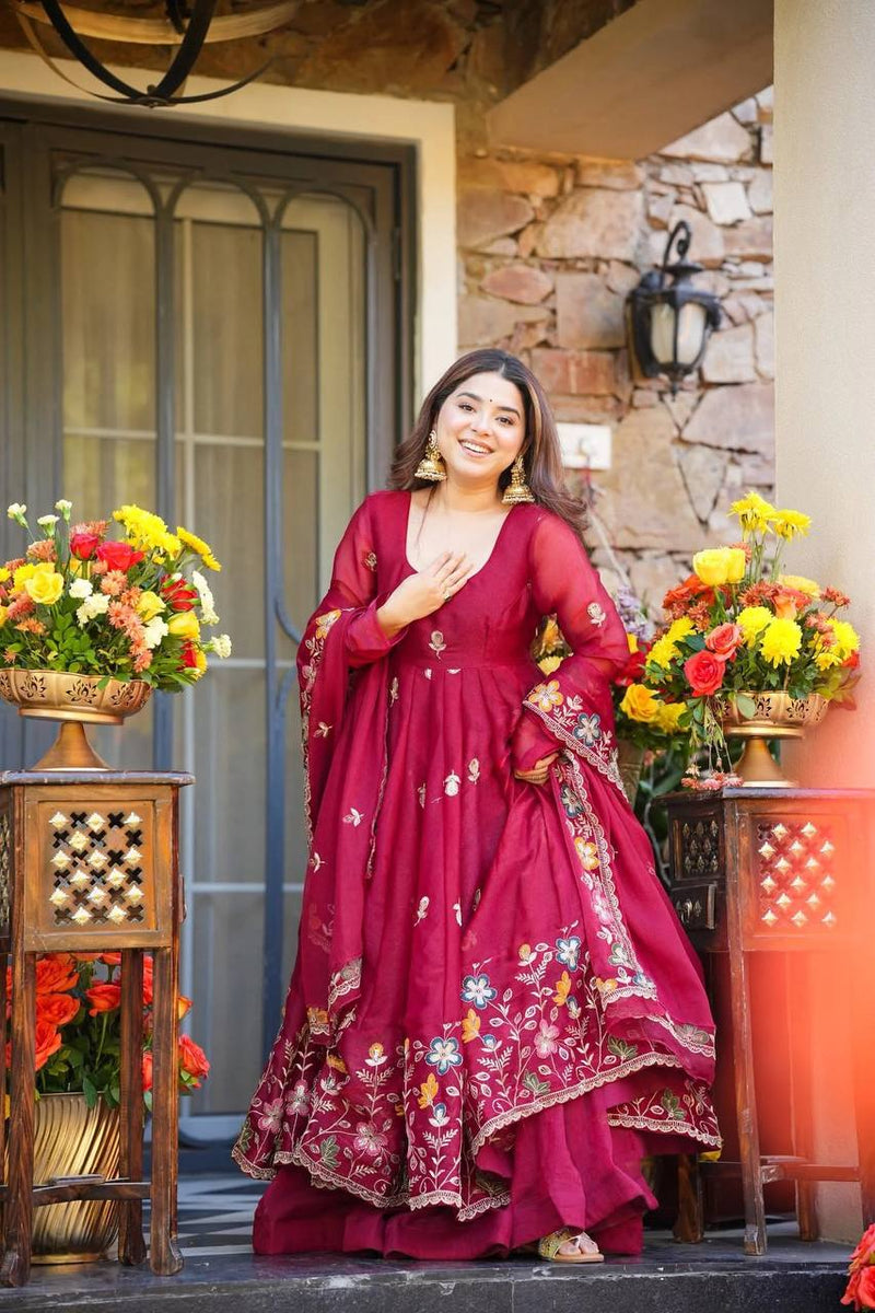 KEILLOW FLORAL ANARKALI SUIT SET OF 3