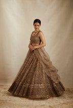DESIGNER LOOK BROWN COLOR EMBROIDERED WORK LEHENGA CHOLI