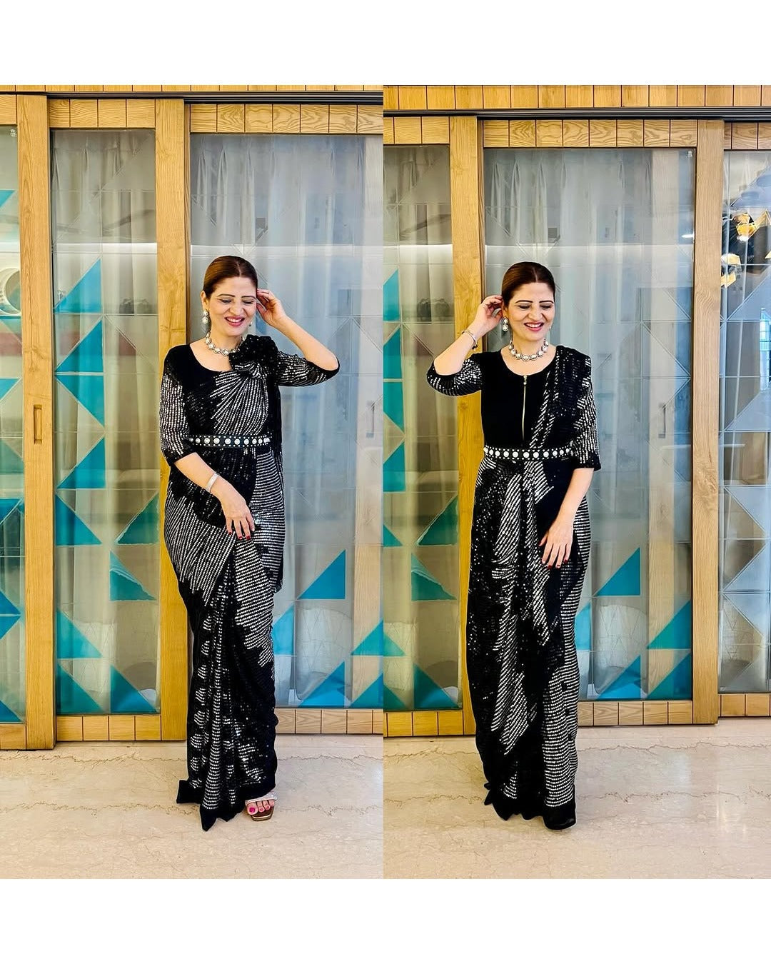 ZIP & GO PARTY WEAR SAREE NO BLOUSE NO SKIRT