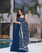 RAMA COLOR GEORGETTE FIVE LAYER RUFFLE STYLE ANARKALI GOWN