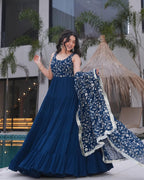 RAMA COLOR GEORGETTE FIVE LAYER RUFFLE STYLE ANARKALI GOWN