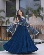 RAMA COLOR GEORGETTE FIVE LAYER RUFFLE STYLE ANARKALI GOWN
