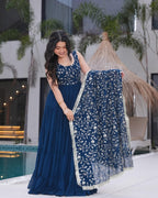 RAMA COLOR GEORGETTE FIVE LAYER RUFFLE STYLE ANARKALI GOWN