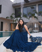 RAMA COLOR GEORGETTE FIVE LAYER RUFFLE STYLE ANARKALI GOWN