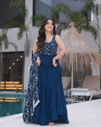 RAMA COLOR GEORGETTE FIVE LAYER RUFFLE STYLE ANARKALI GOWN