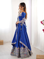 BLUE COLOR NATURAL CREPE SILK LEHENGA CHOLI