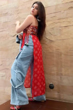 RED NAVRATRI KURTI WITH REAL MIRROR WORK