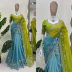WEDDING WEAR TABBY SILK BASE HEAVY EMBROIDERY WORK SAREE