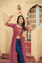 MAROON COLOR GEORGETTE BASE BANDHANI PRINT NAVRATRI KURTI