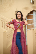 MAROON COLOR GEORGETTE BASE BANDHANI PRINT NAVRATRI KURTI